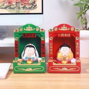 国潮树脂神龛神台家用办公桌面解压观音财神供奉神台装 饰摆件