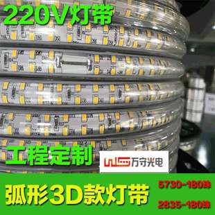 LED高压灯带2835三排180灯 3D透 户外防水高亮照明弧形软灯条220V