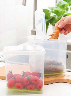 出口日本SANADA 冰箱收纳盒 长方形食品水果保鲜盒有盖塑料密封盒