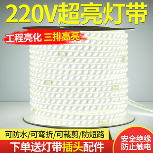 LED灯带100米户外防水超亮工程隧道照明户外亮化灯带条220V非进口