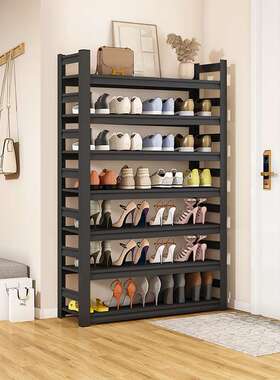 家用钢制鞋架门口落地简易收纳架玄关入户门后鞋柜多层铁艺置物架