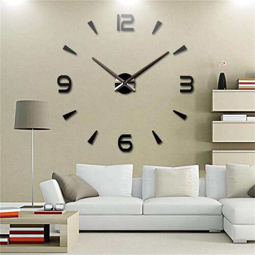 创意diy挂钟3D立体装饰壁钟数字镜面墙贴钟现代简约 Wall Clocks
