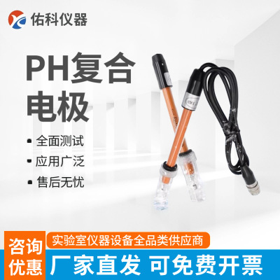 上海佑科E-201-9 PH复合电极PHS-3C酸度计电极PH耐强碱实验室水质