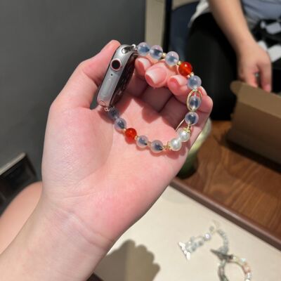 溏心玛瑙高级感适用ApplewatchSE苹果手表弹力绳iWatch表带小众女