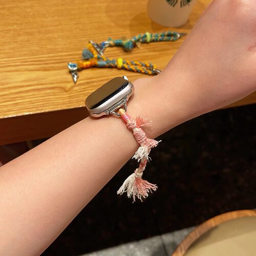 手工编绳素圈适用ApplewatchSE苹果手表简约新中式高级iwatch表带