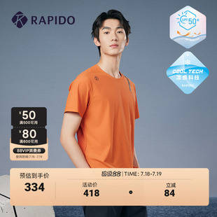 RAPIDO靂霹道春夏新款 提花圓領短袖 UPF50 防曬涼感T恤 男士