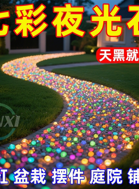 七彩夜光石庭院造景diy发光石龟缸鱼缸装饰水族箱造景石夜光石