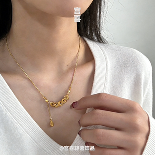 国风碎碎冰五帝钱币项链女新中式流苏吊坠锁骨链送女朋友生日礼物