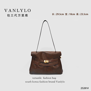 单肩包25281 包三代万里鹿新款 冰咖凯莉大