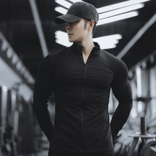 运动速干长袖外套男拉链健身T恤