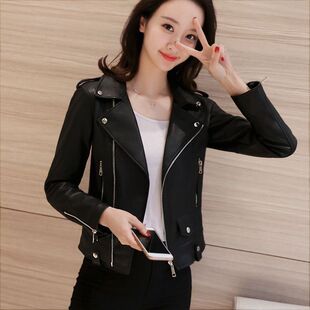 快手同款春秋装韩版女士PU皮衣女短款修身小外套机赛车服皮女生夹