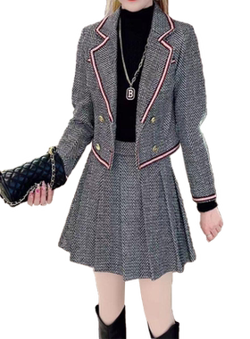 学院风套装百褶裙两件女203新款