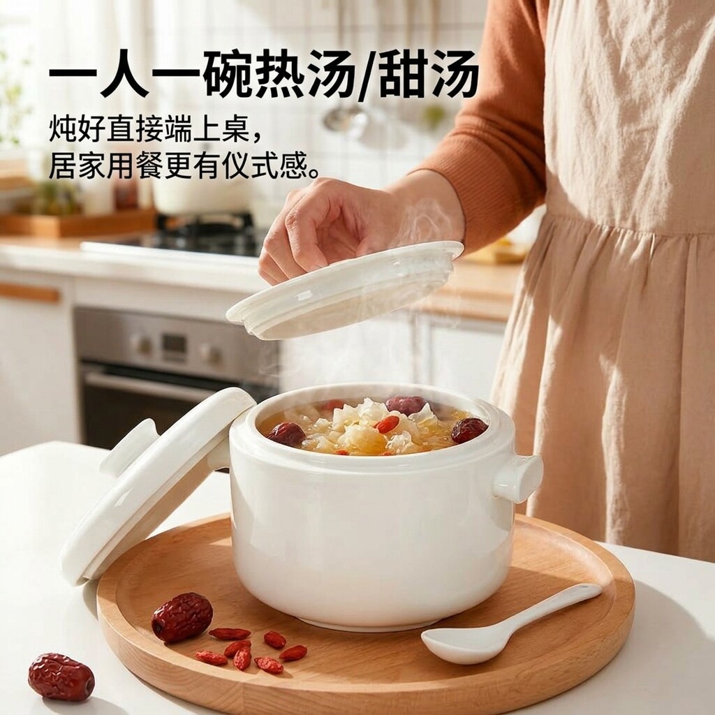 双盖陶瓷炖盅带盖子隔水家用瓦罐炖汤燕窝蒸盅炖罐小汤盅蒸菜蒸蛋