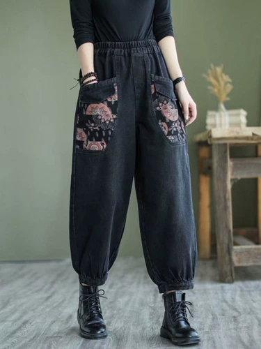 Осенние ретро джинсы, штаны, модный фонарь, джинсы-шаровары, кольцо, оверсайз