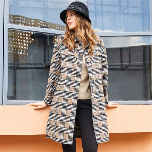 kch纤牌2020英伦风格子羊毛外套
