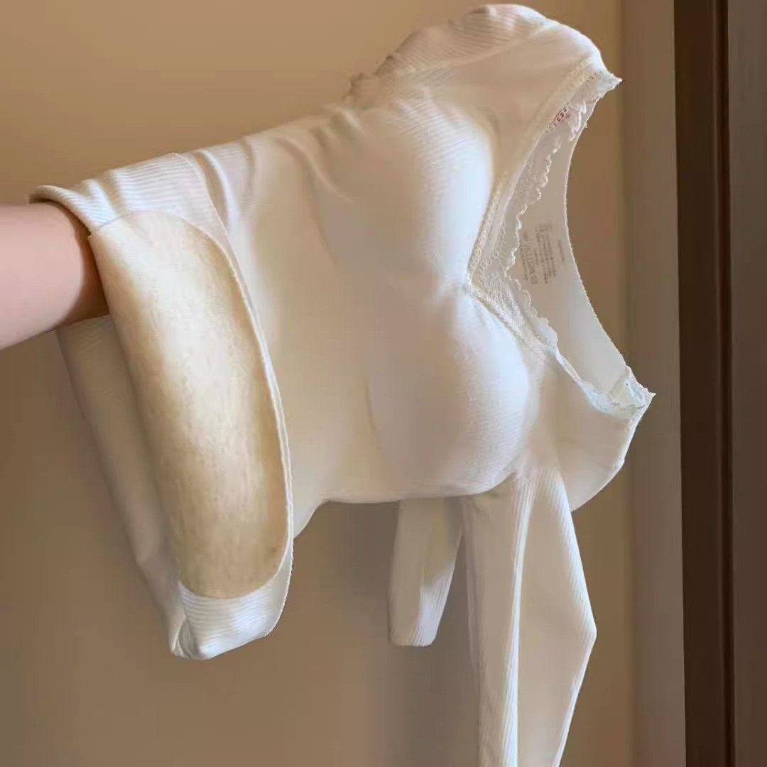 7A羊绒保暖内衣女款带胸垫一体加绒加厚内搭上衣外穿秋衣秋裤套装