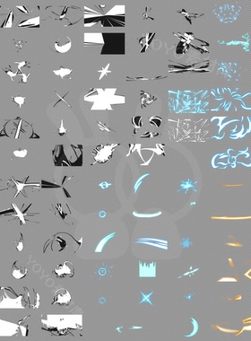 卡通流光掠影闪电刀光剑影电流冲击特效元素视频素材