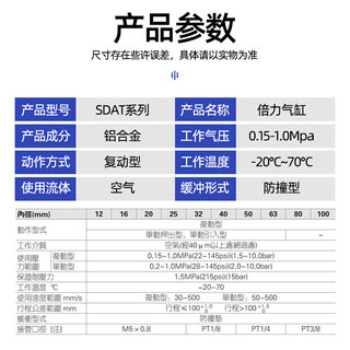 置多位倍力AIRAURRIjSDAT80X10X15X20X25X30X50X100。气缸