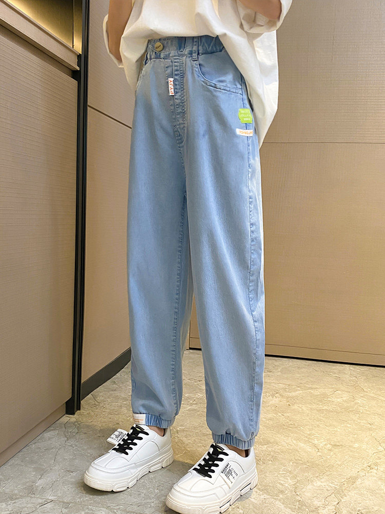 女童牛仔裤夏季薄款2023新款春秋裤子儿童中大童天丝防蚊休闲长裤