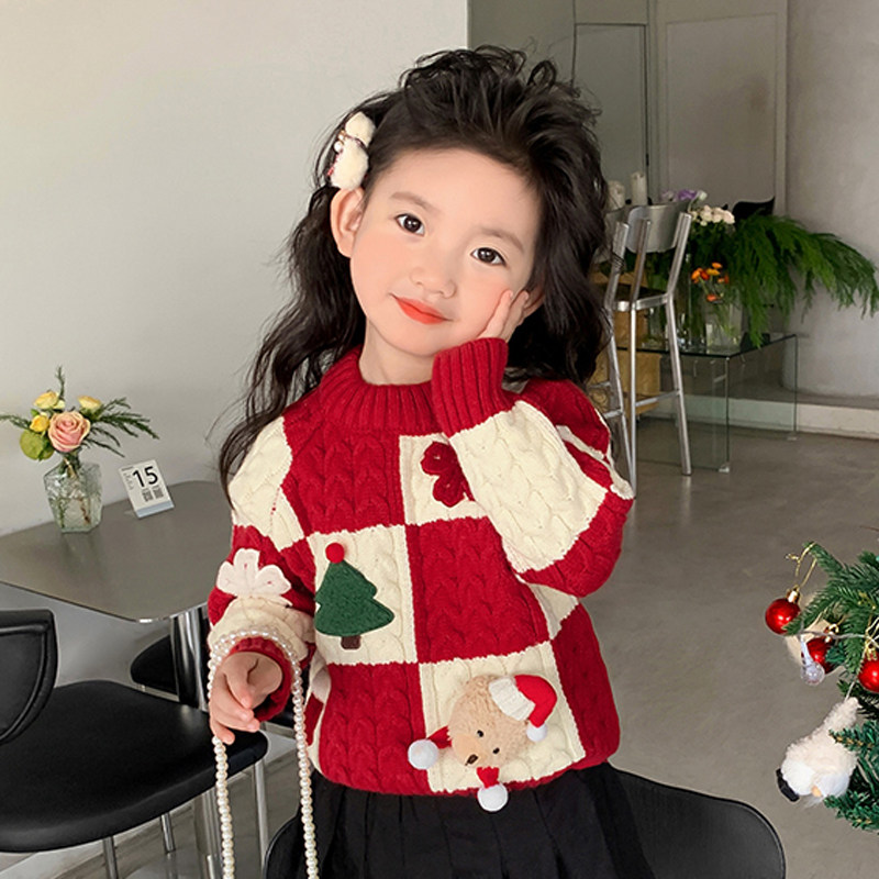 女童毛衣2023新款时尚洋气加厚秋冬款百搭女宝宝时髦冬装韩版网红