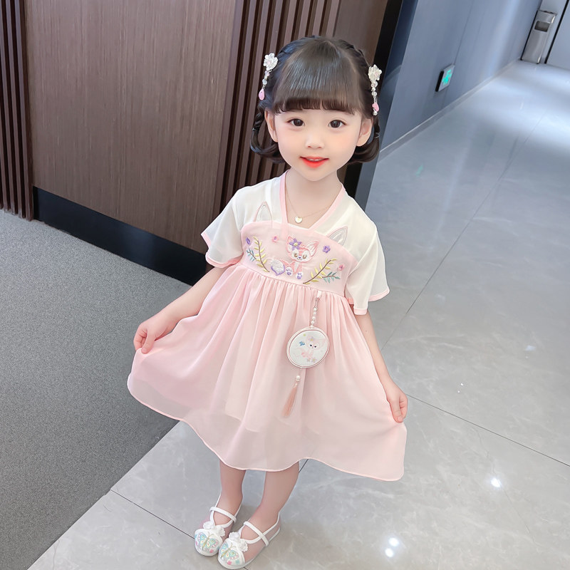 女童汉服连衣裙夏季2023新款六一儿童表演服装宝宝夏装中国风裙子