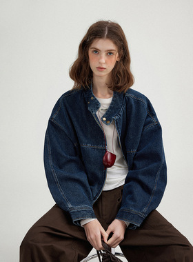 Letm‘cleanfit’复古单宁水洗牛仔立领小版型牛仔夹克外套