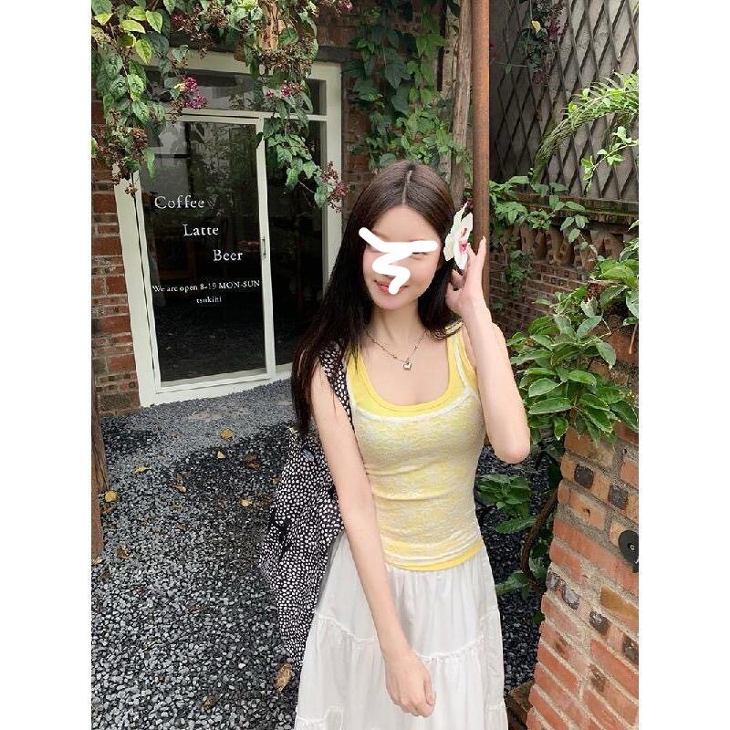吊带背心女韩系纯欲风蕾
