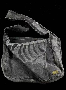 KAPITAL平田和宏春秋新款日系骨头复古牛仔百搭情侣潮斜挎单肩包