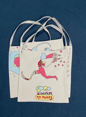 KAPITAL平田和宏春秋款日潮复古旅行帆布可爱油画情侣手拎单肩包