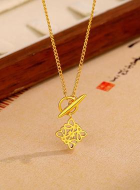 镂空立体窗花项链女几何方块雕花