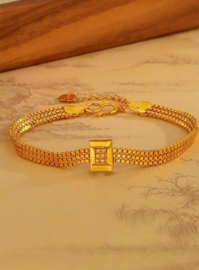 流金表带手链女时尚宽面双层设计