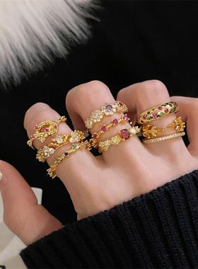 红色锆石气质优雅可调节指环女