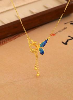 新中式珐琅彩灵蛇项链女轻奢小众