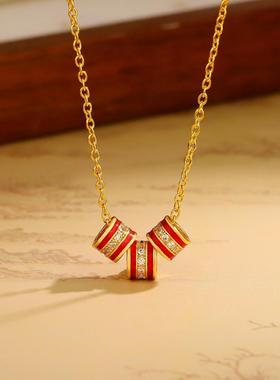 三环圆圈吊坠项链女时尚2025新款