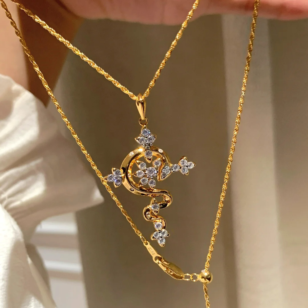 vintage中古马眼蛇形耳钉镶钻