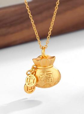铜钱福袋项链女新中式小众设计