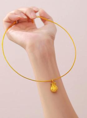 拉丝点钻小福袋项圈项链女新中式