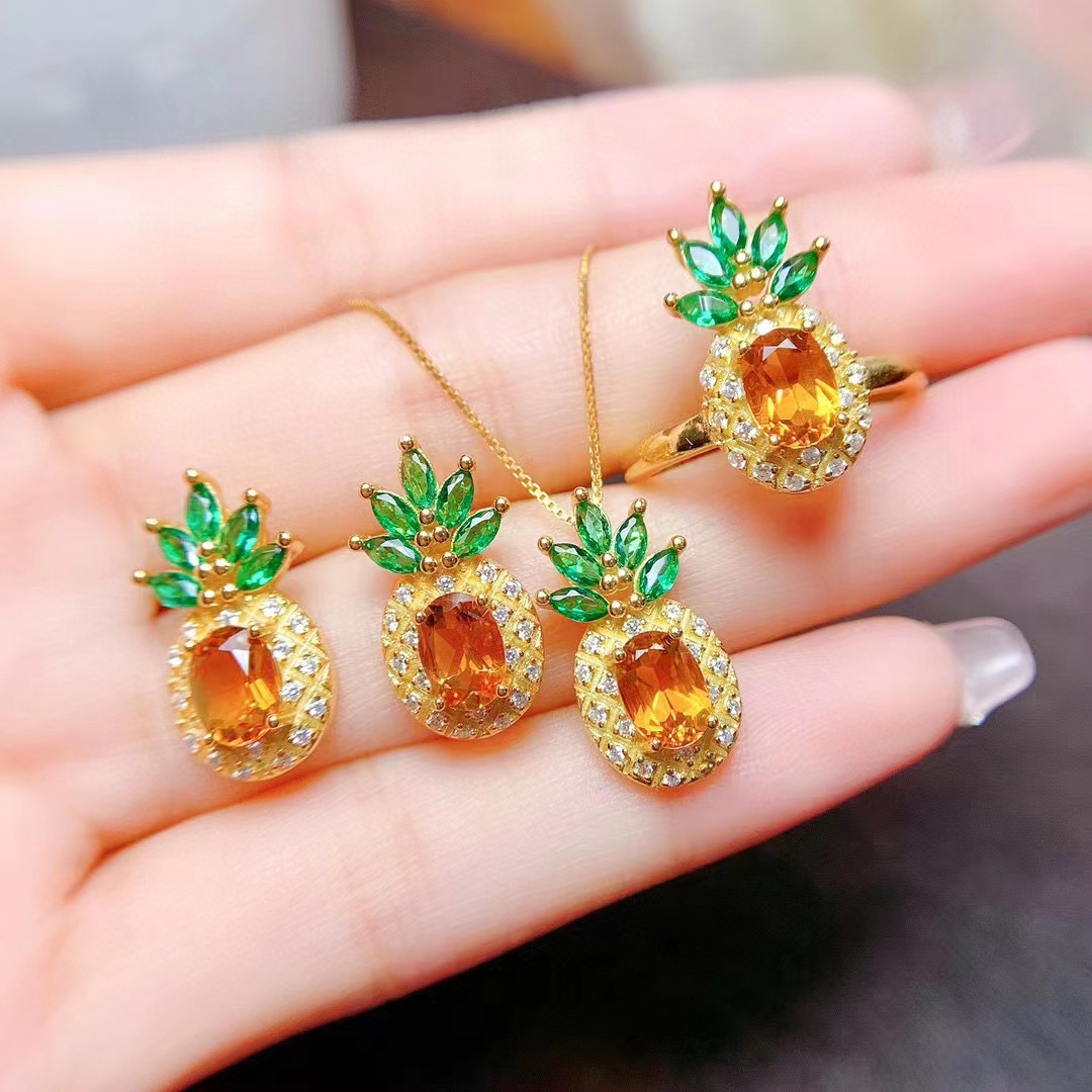 新款芬达石黄钻菠萝套装创意水果