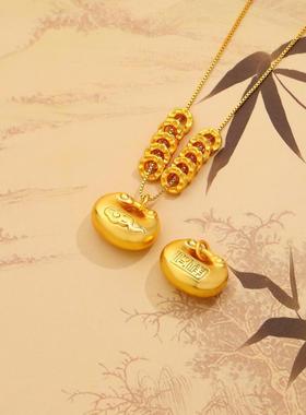 磨砂盘缠祥云小胖福吊坠项链铜