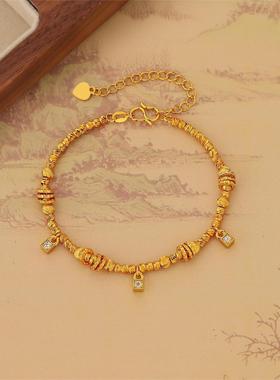 点钻锁头盘缠手链女新中式蹦迪珠