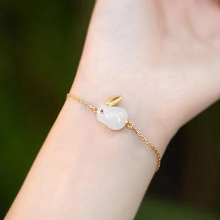 玉兔手链女仿和田玉设计兔年本命年高级感手饰2022年新款首饰