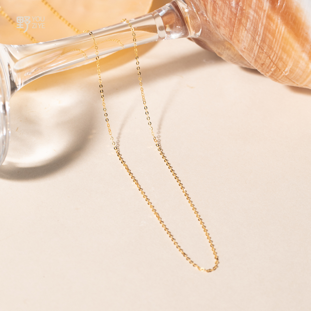 由子野通体18k金项链女款2025新款高级感轻奢小众长款叠戴锁骨链