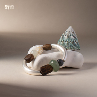 由子野【作山河】 和田玉手串 925银