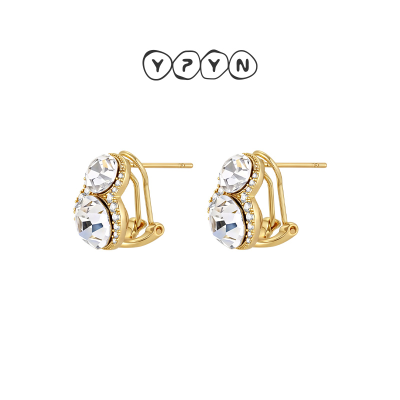 一撇一捺YPYN独特漂亮耳钉人造水晶耳扣女甜美小巧可爱耳环设计感