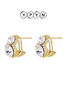 一撇一捺YPYN独特漂亮耳钉人造水晶耳扣女甜美小巧可爱耳环设计感