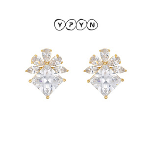 一撇一捺YPYN精致雪冰花耳钉人造水晶耳环精致通勤款 618新品