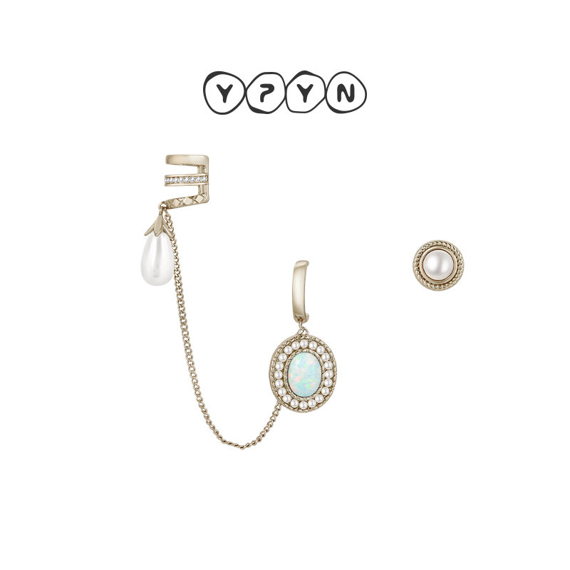 轻奢AB款不对称欧泊耳钉