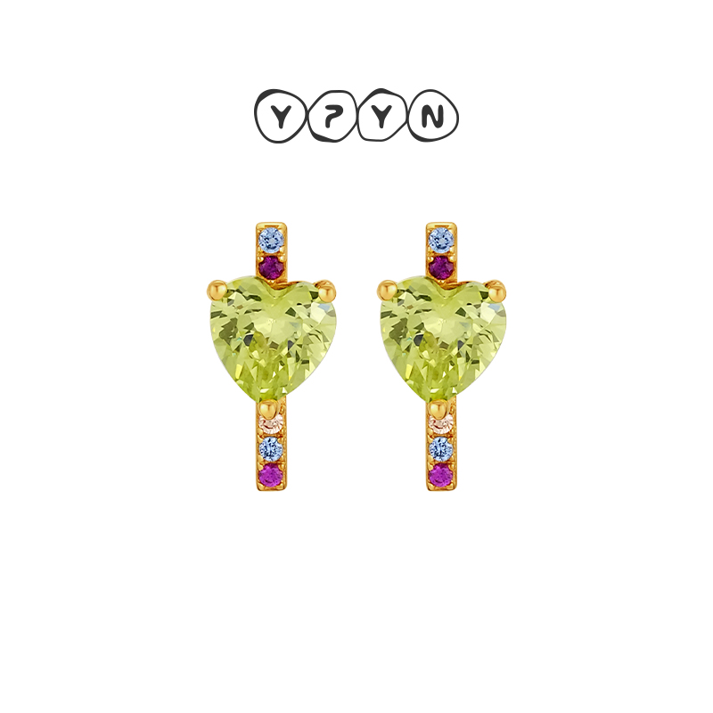 一撇一捺YPYN芭提雅假日爱心耳钉9K金耳环度假风小巧精致黄色耳饰