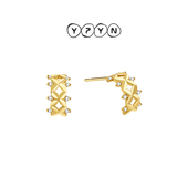 一撇一捺X耳饰耳钉女10K金ins风几何简约冷淡风欧美时尚 轻奢首饰