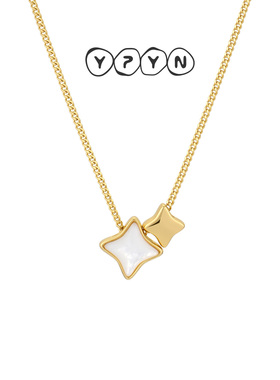 一撇一捺YPYN四叶花项链女925银白色母贝吊坠金色锁骨链甜美风